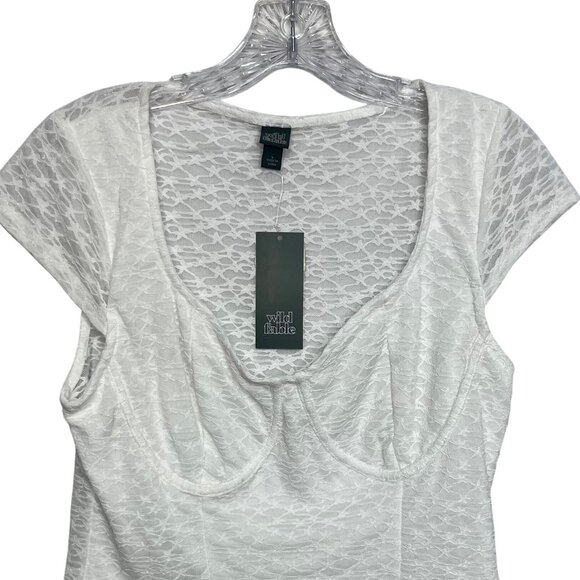 Wild Fable Womens Lace Corset Top Cropped Short Sleeves White Size XXL New - Picture 3 of 7